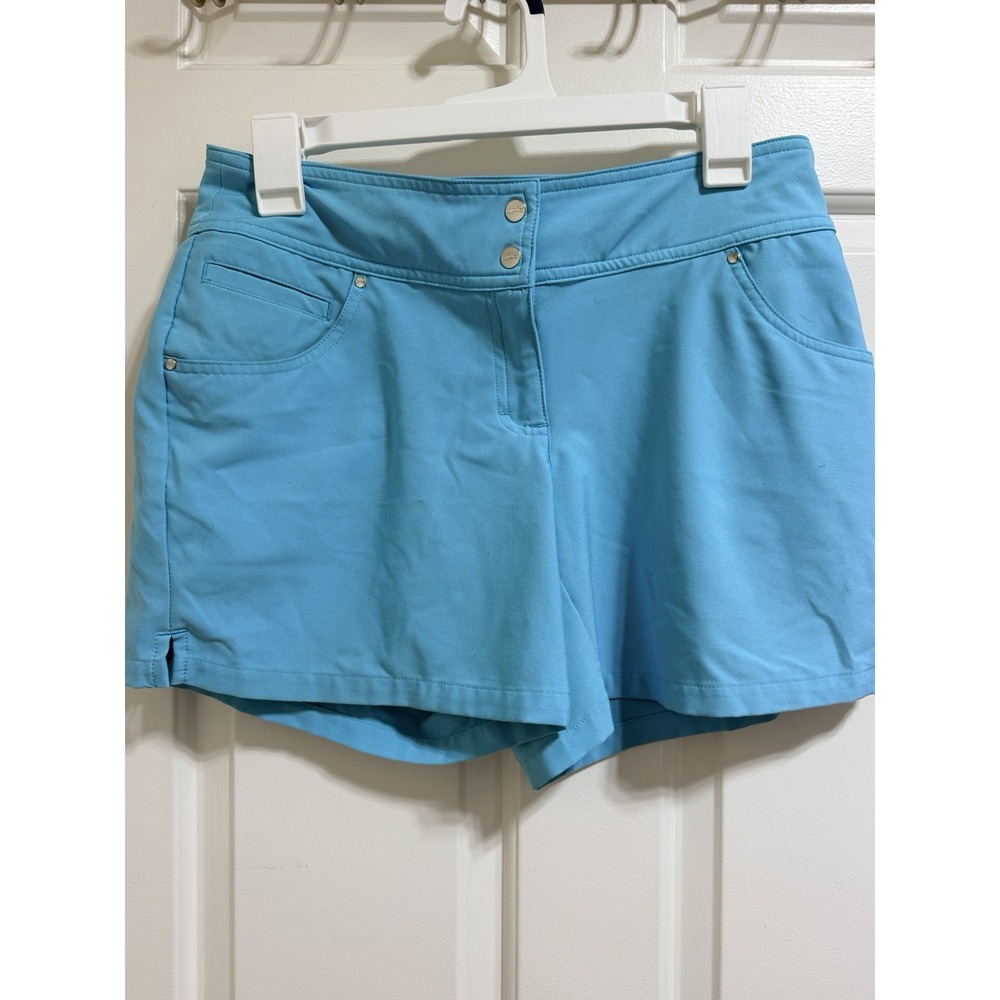 Slazenger Golf Shorts Womens 4 Blue Turquoise Chino Hydro-Dri Moisture Wicking - Picture 1 of 6